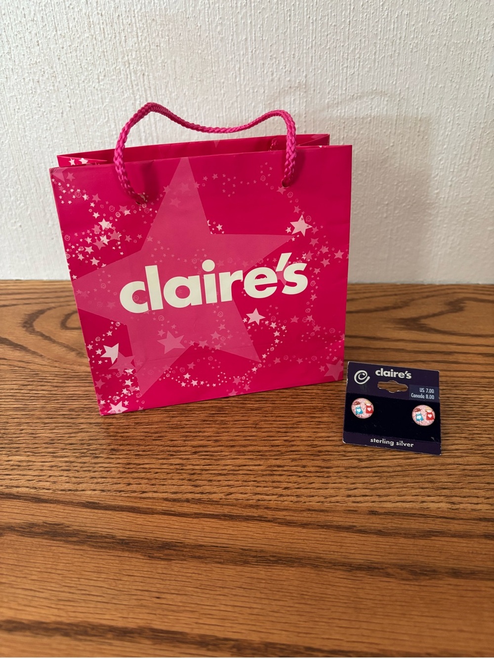 Claire's Besties Girls Sterling Silver Stud Earrings with Bag